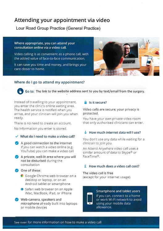 Attending your appointment via video - page 1